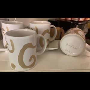 Oscar de la Renta Coffee Cups Mugs Set Of 4,